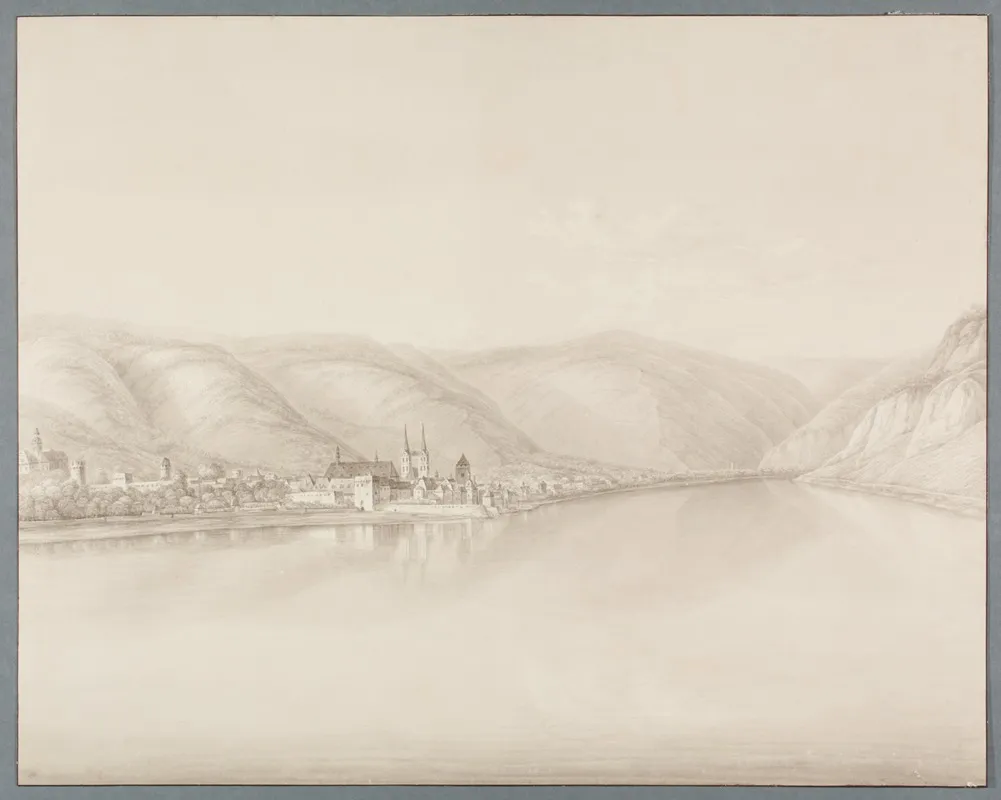Blick Auf Den Rhein Mit Der Stadt Boppard