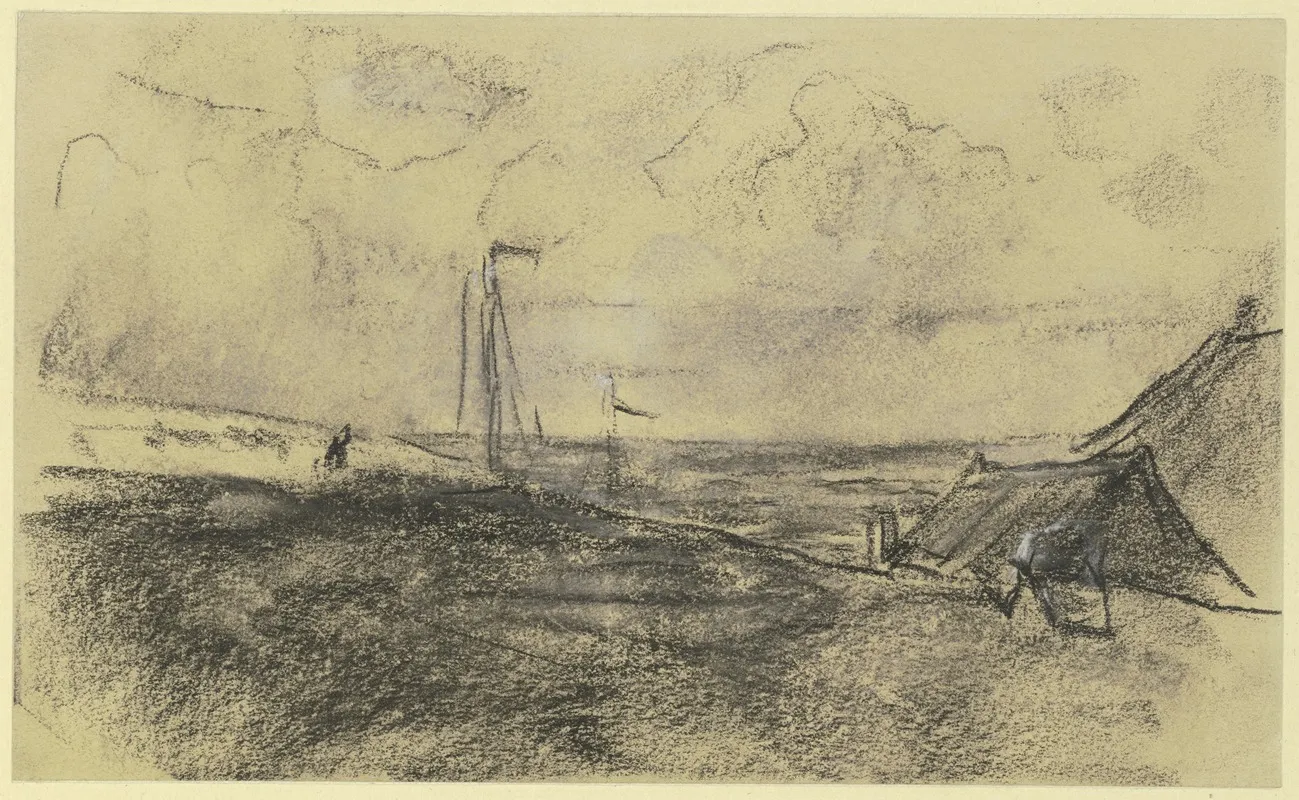 Blick Auf Den Strand Mit Booten by Max Liebermann - Canvas Print