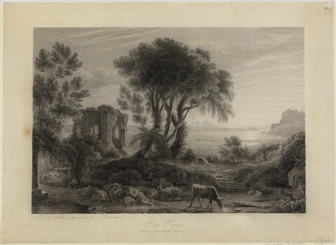 Blick Auf Den Vesuv Und Das Kastell Von Bajae 2 by Carl Ludwig Frommel - Canvas Print