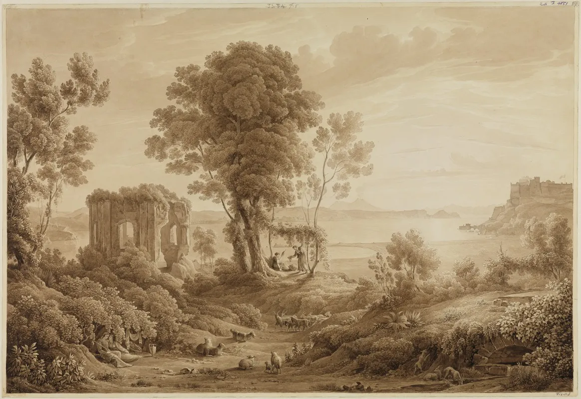 Blick Auf Den Vesuv Und Das Kastell Von Bajae by Carl Ludwig Frommel - Canvas Print