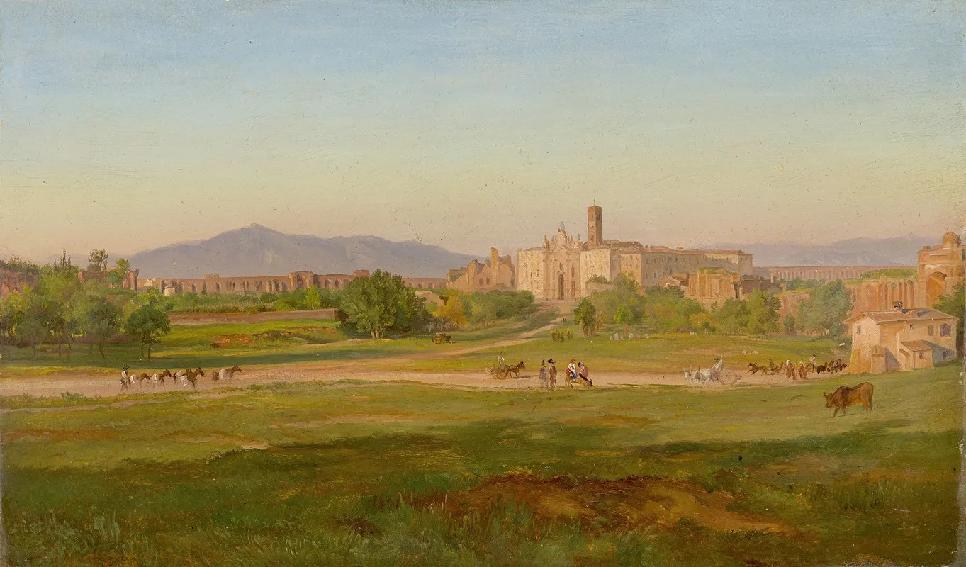 Blick Auf Die Basilica Di Santa Croce In Gerusalemme Rom by Friedrich Loos - Canvas Print