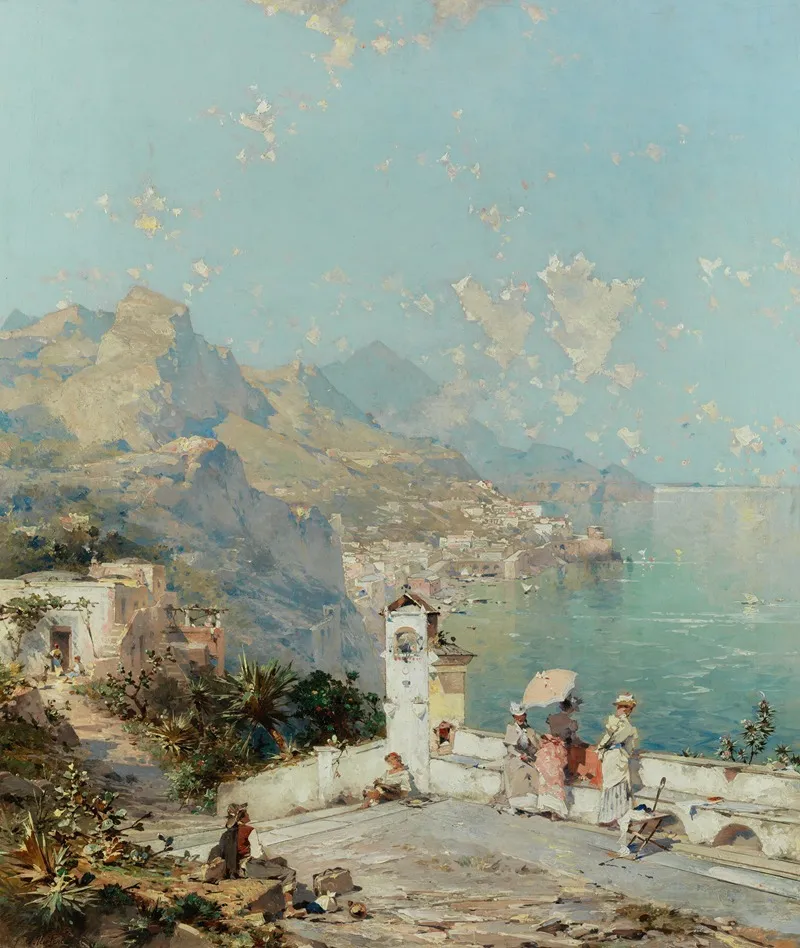 Blick Auf Die Sommerliche Amalfikuste by Franz Richard Unterberger - Canvas Print