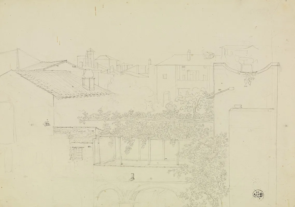Blick Auf Hinterhauser Und Eine Pergola In Einer Italienischen Stadt