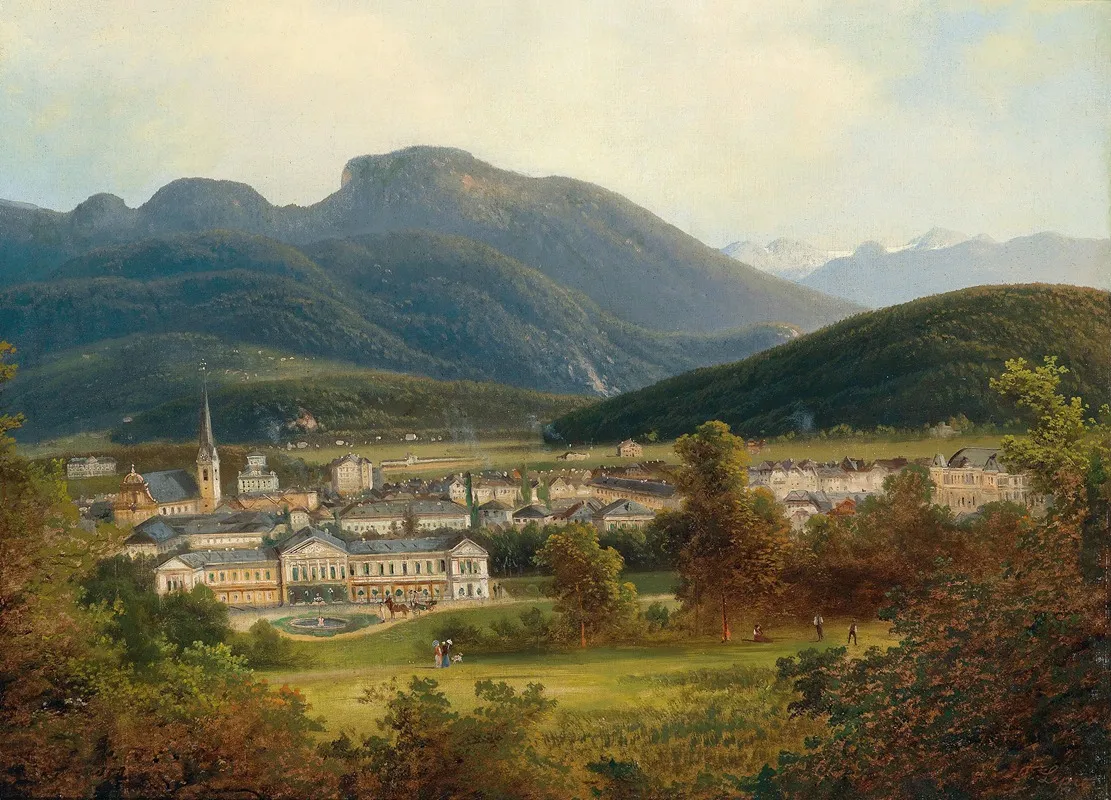 Blick Auf Ischl Und Die Kaiservilla by Ferdinand Lepie - Canvas Print
