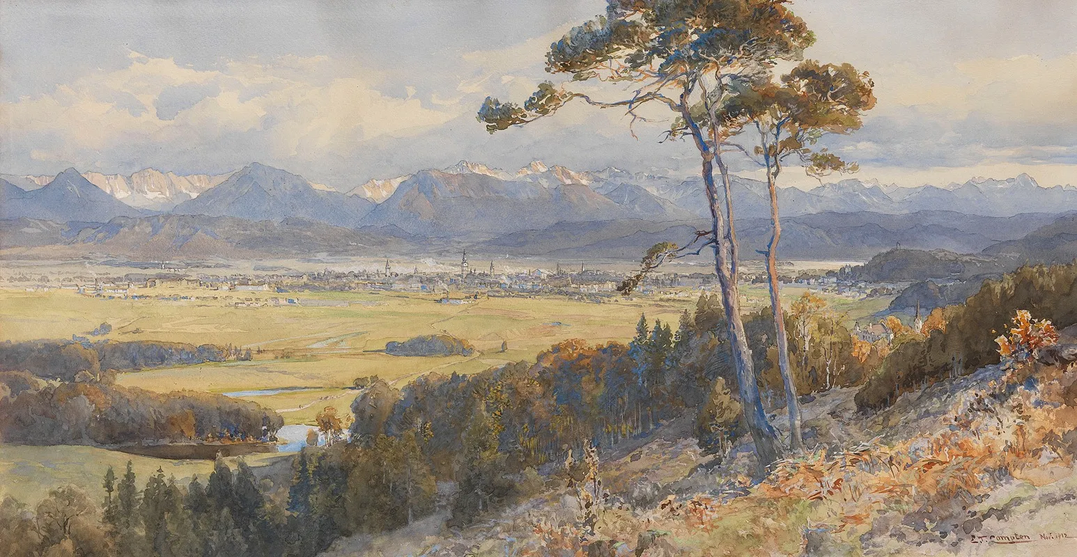 Blick Auf Klagenfurt Vor Den Bergzugen Der Karawanken