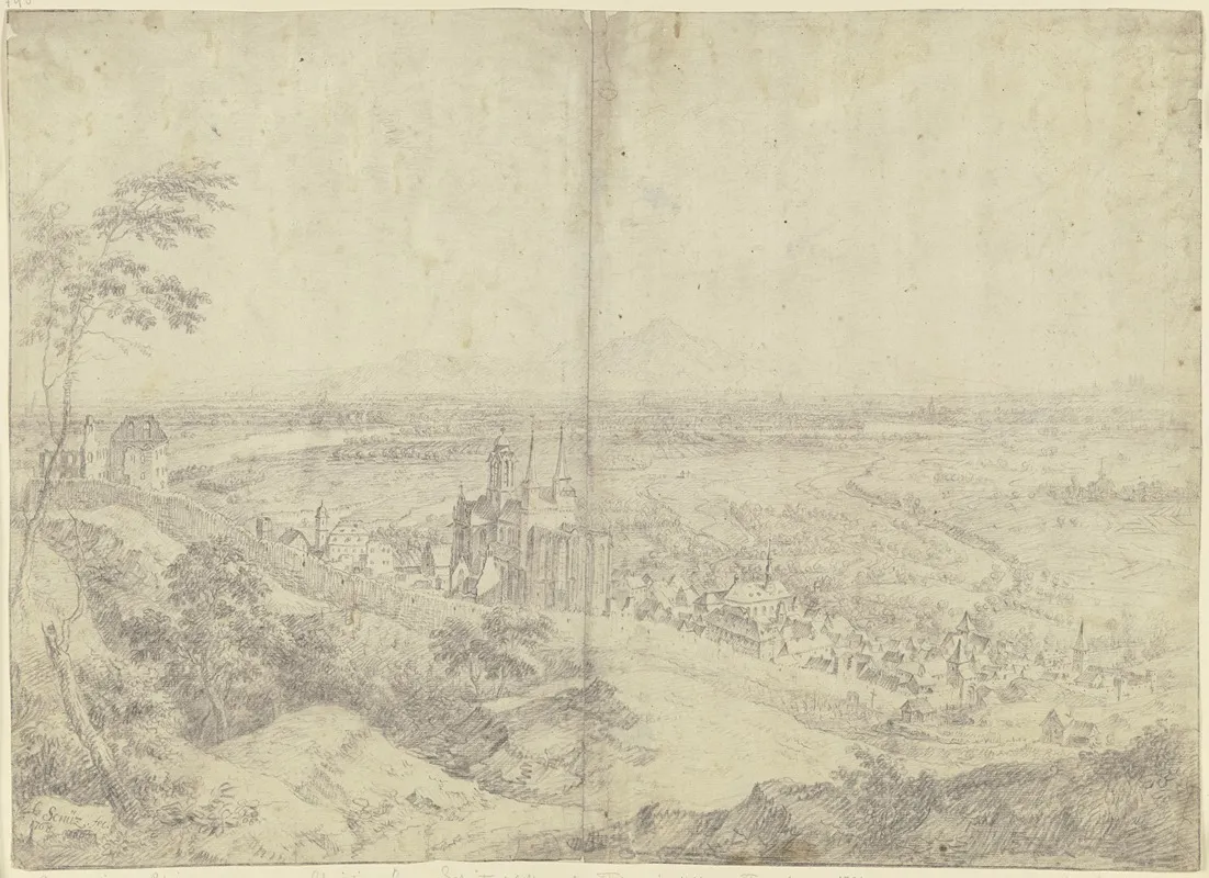 Blick Auf Oppenheim Am Rhein Mit Der Katharinenkirche In Der Ferne Das Rheintal