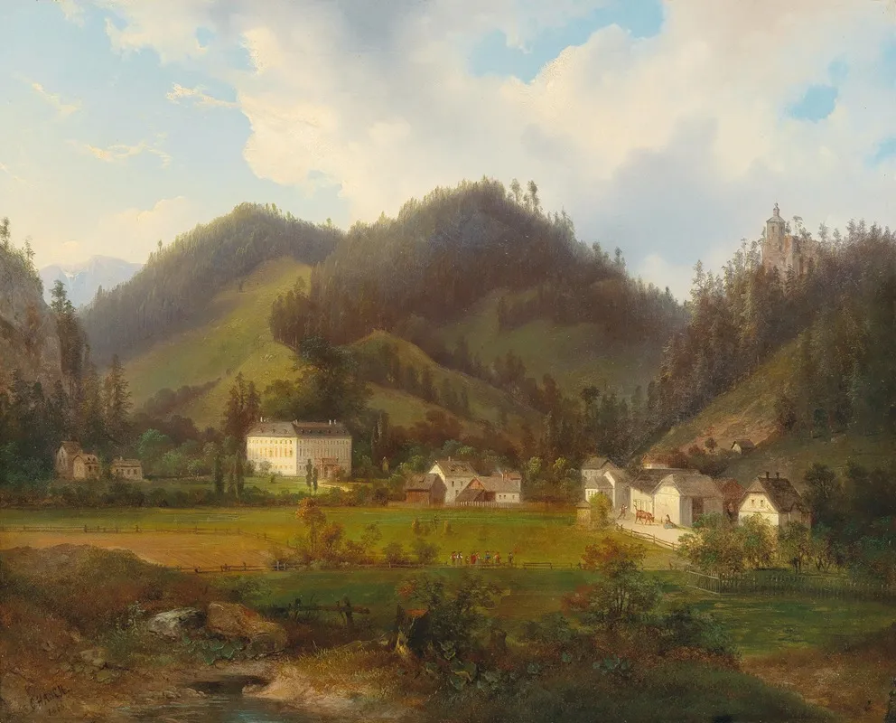 Blick Auf Schloss Gutenstein by Carl Hasch - Canvas Print