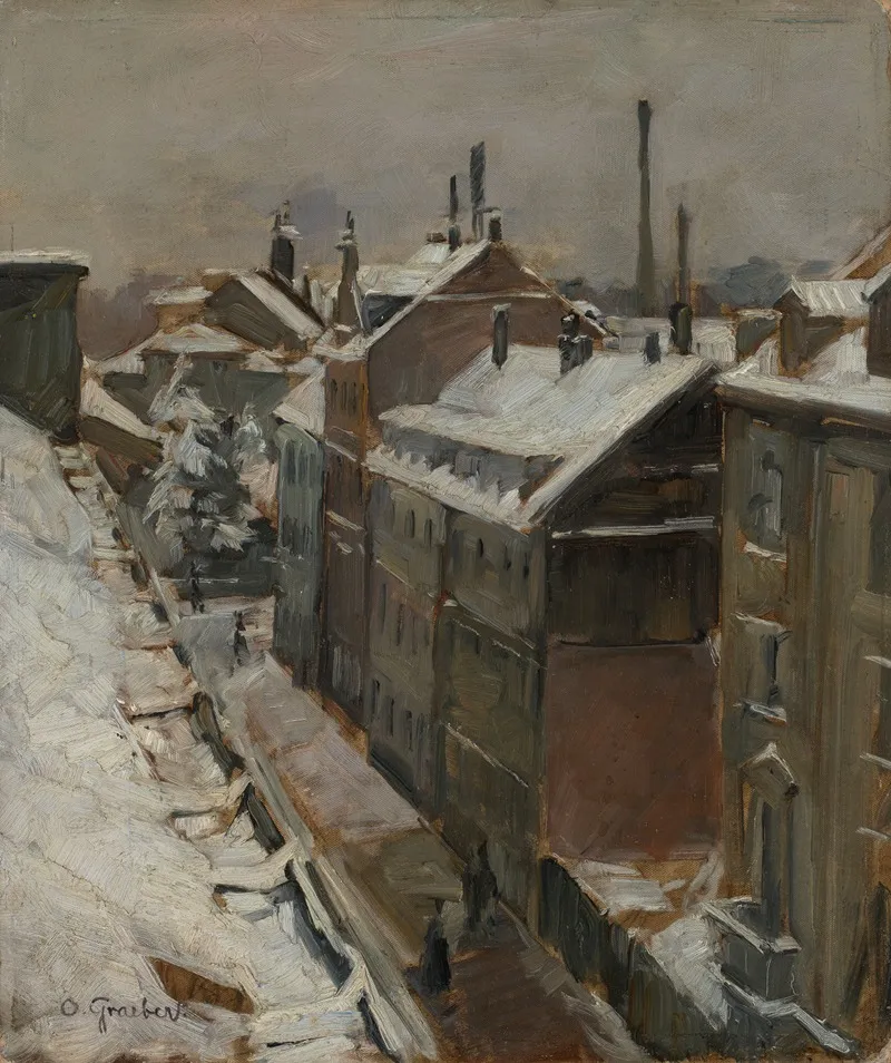 Blick Aus Dem Atelier Des Kunstlers Auf Die Augustastrase In Karlsruhe by Otto Graeber - Canvas Print