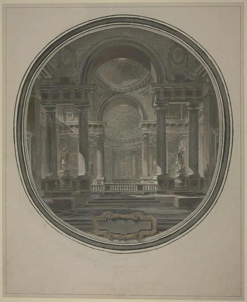 Blick In Die Rotunde Eines Antiken Tempels Unten Eine Leere Kartusche by Jacques-François Blondel - Canvas Print