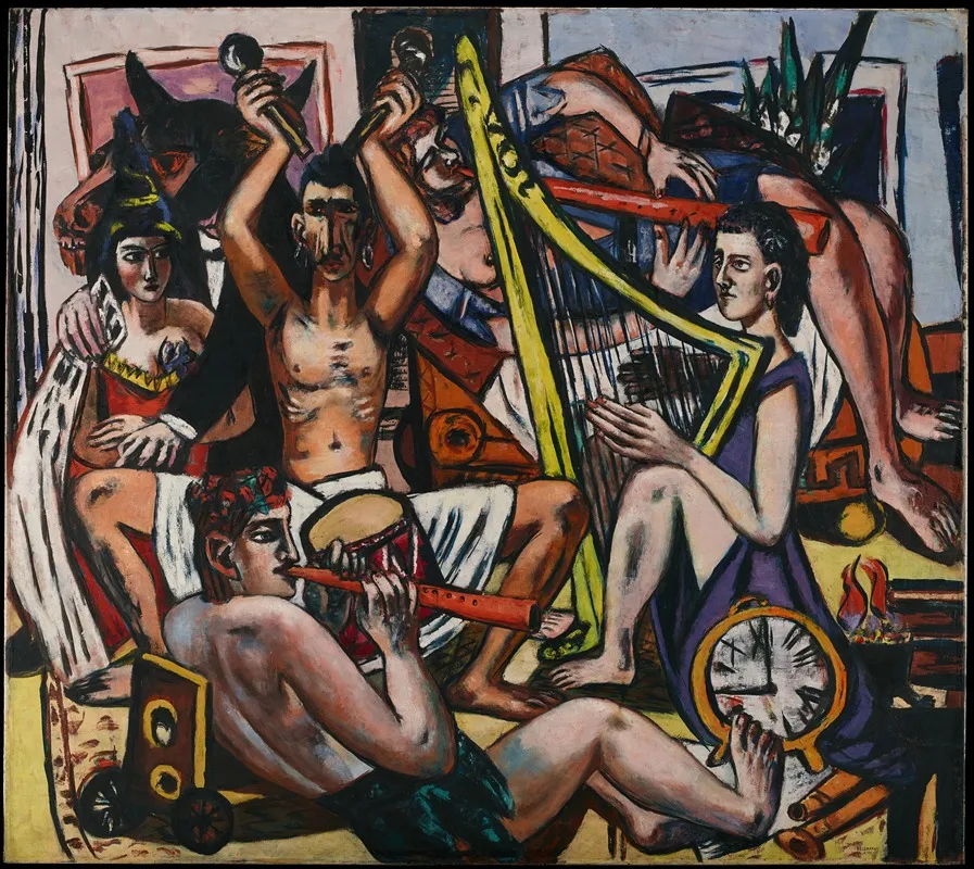 Blind Mans Buff Middle Of The Triptych by Max Beckmann - Canvas Print