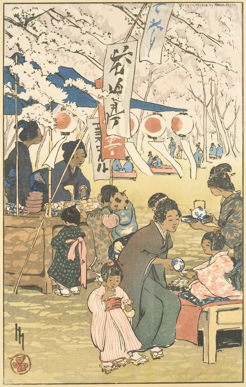 Blossom Time In Tokyo by Helen Hyde - Canvas Print