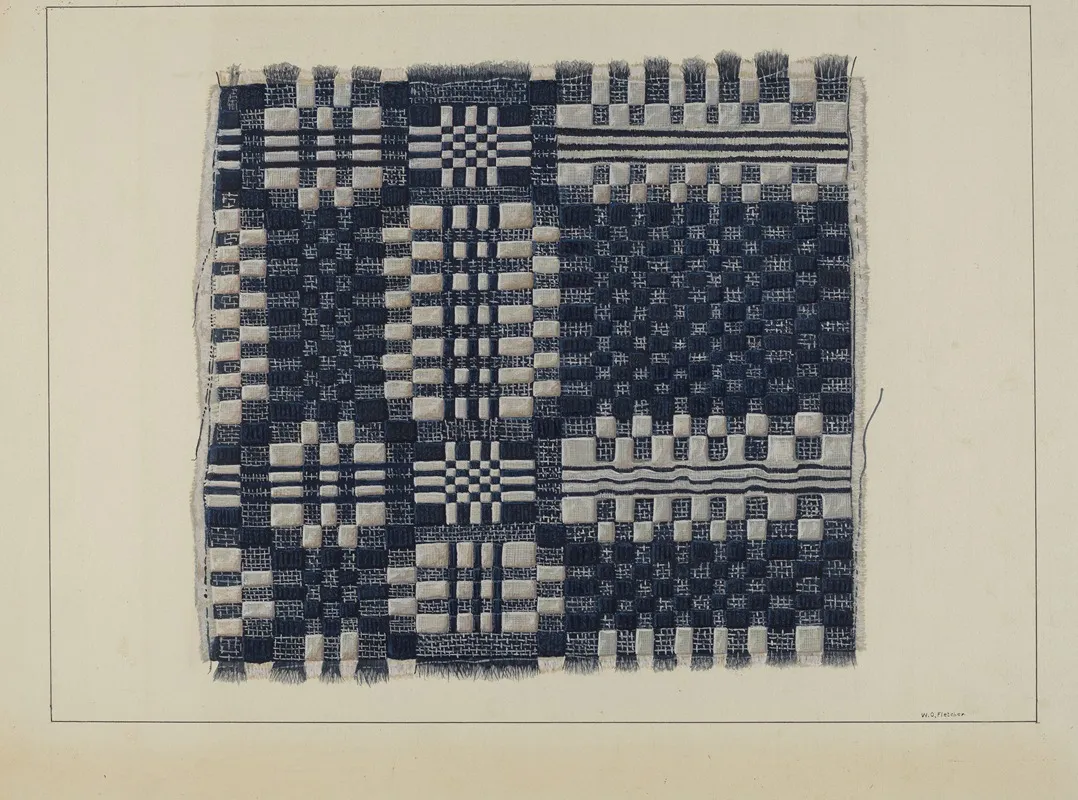 Blue And White Homespun by William O. Fletcher - Canvas Print