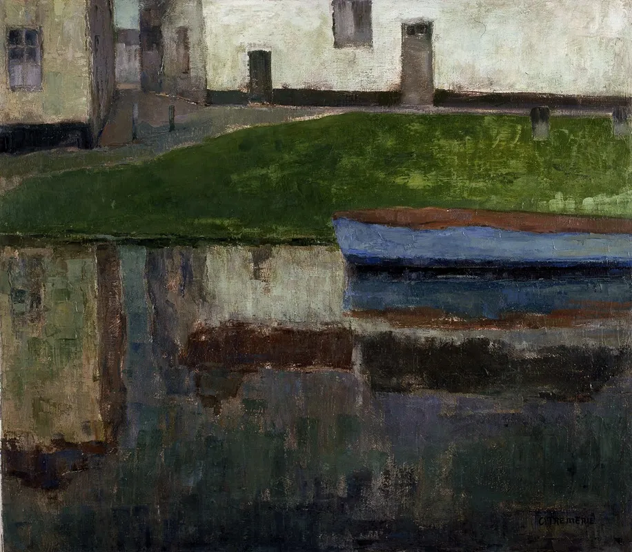 Blue Barge On The River Scheldt