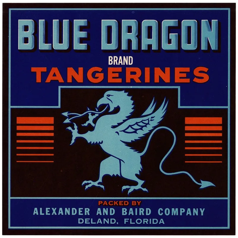 Blue Dragon Brand Tangerines Label