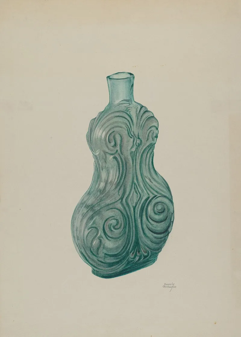 Blue Green Corset Flask by Beverly Chichester - Canvas Print
