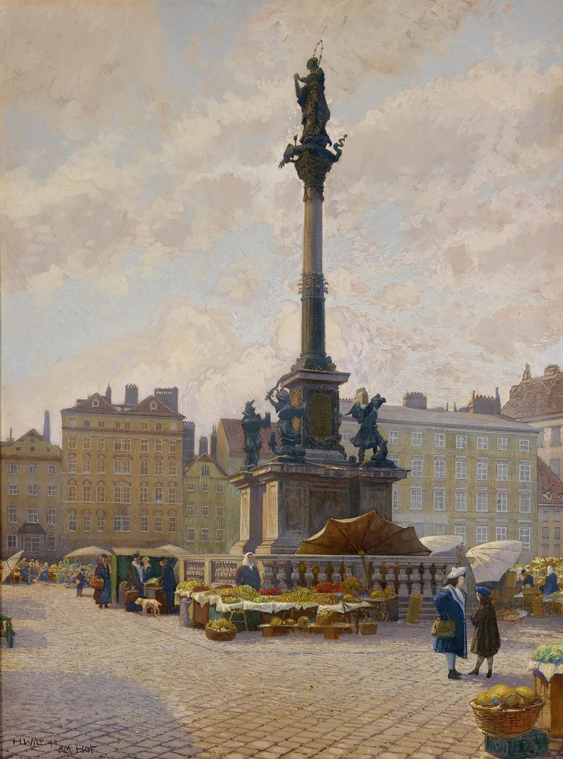Blumenmarkt Am Hof by Hans Wilt - Canvas Print