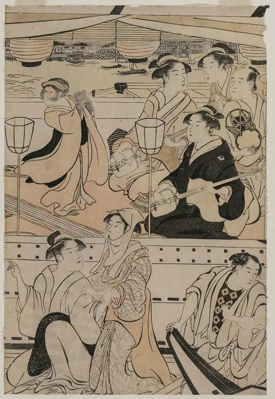 Boating Party On The Sumida River 2 by Torii Kiyonaga - Canvas Print