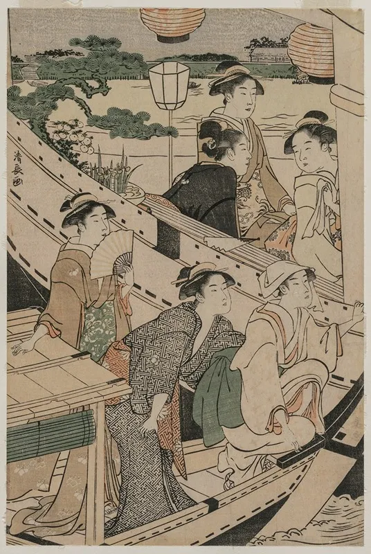 Boating Party On The Sumida River 4 by Torii Kiyonaga - Canvas Print