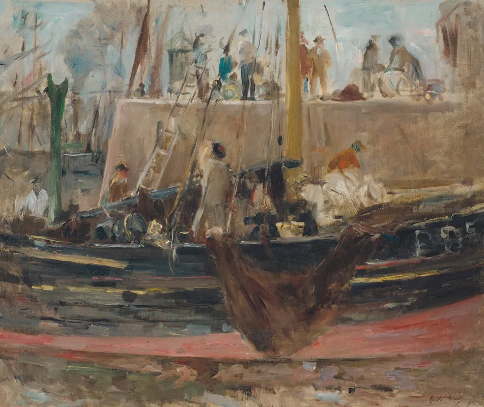 Boats At Quay by Berthe Morisot - Canvas Print