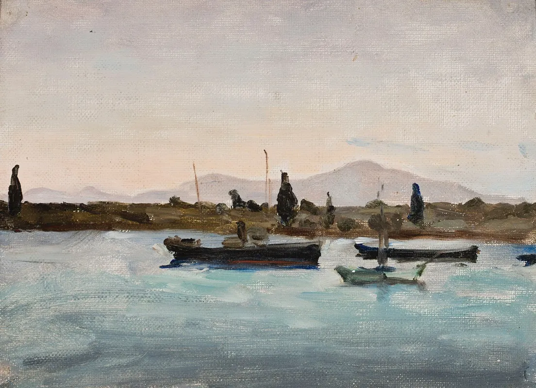 Boats At The Coast Marmora Tuscula From The Journey To Palestine
