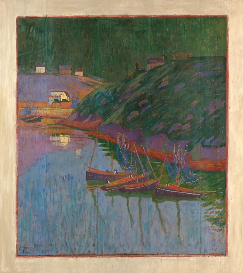 Boats In The Harbour Of Brigneau by Émile Jourdan - Canvas Print