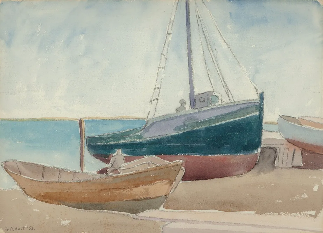 Boats On Beach by George Copeland Ault - Canvas Print