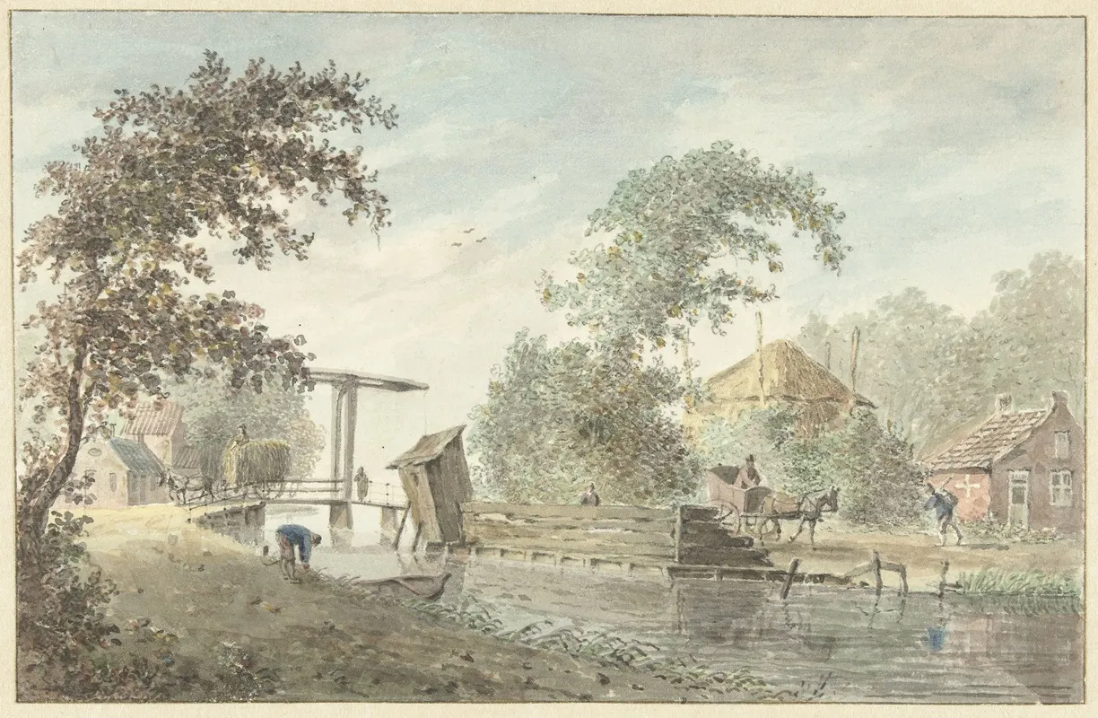 Boerderij Aan Een Vaart Met Een Ophaalbrug by Hermanus Petrus Schouten - Canvas Print