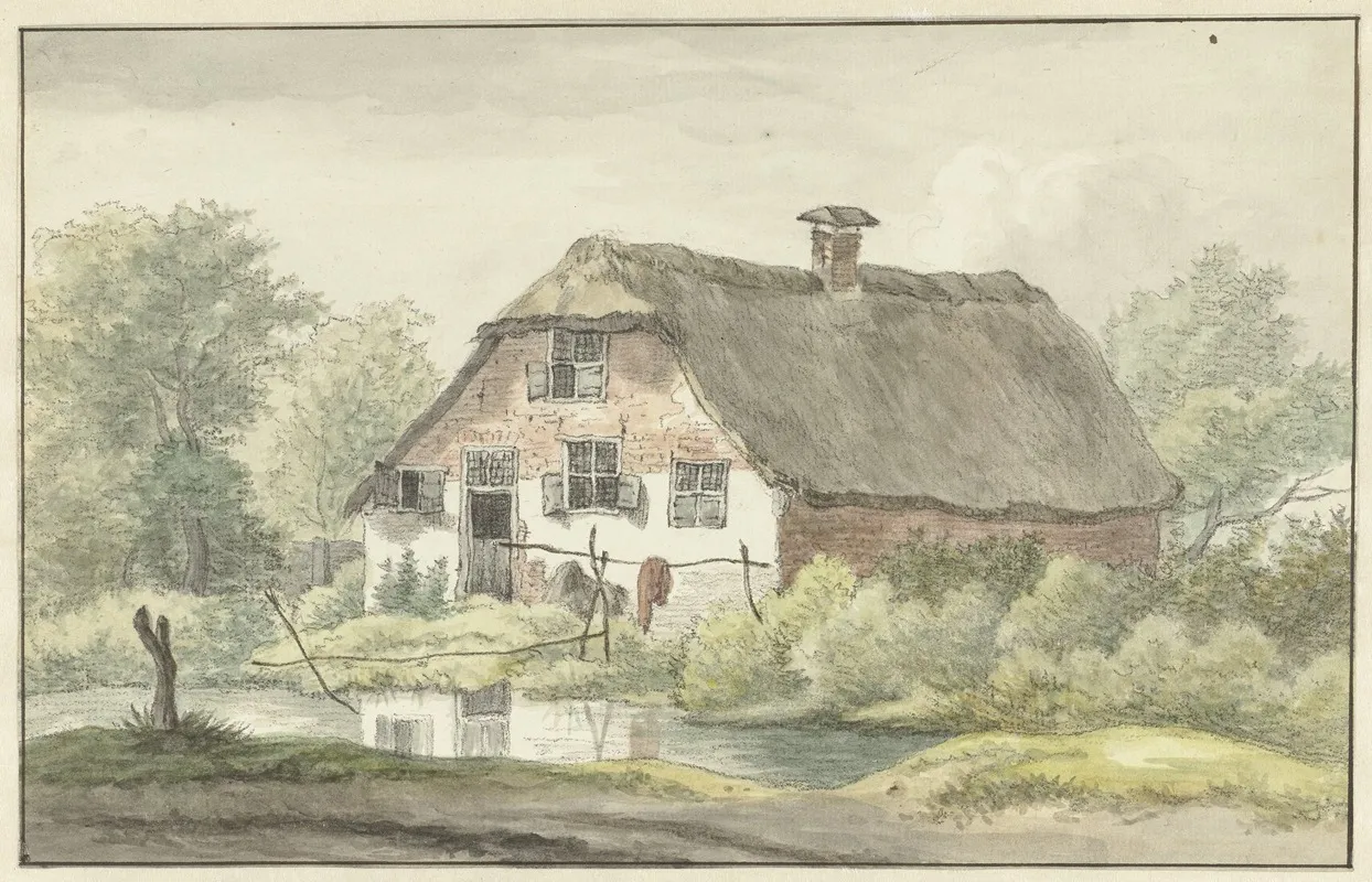 Boerderij Met Rieten Dak by Egbert van Drielst - Canvas Print
