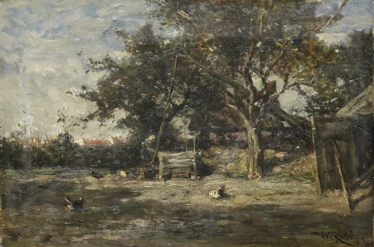Boerenerf Bij Noorden by Willem Roelofs - Canvas Print