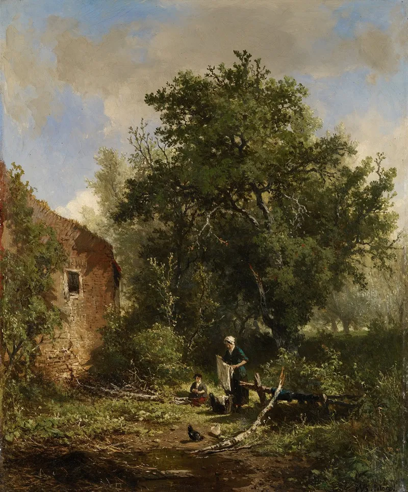 Boerenerf by Johannes Wernardus Bilders - Canvas Print