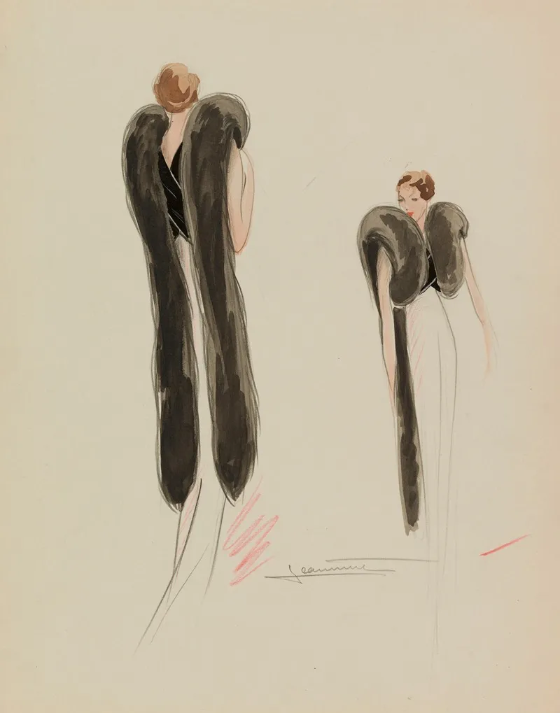 Bolero Noir Avec 2 Longues Bandes De Fourrure Noire Dans Le Dos by Jeannette - Canvas Print