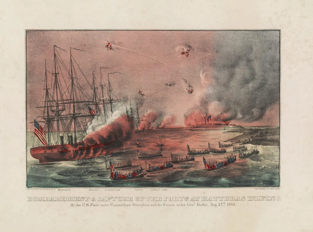 Bombardment Capture Of The Forts At Hatteras Inlet N C By The U S Fleet Under Commodore Stringham And The Forces Under Genl Butler Aug 27th 1861