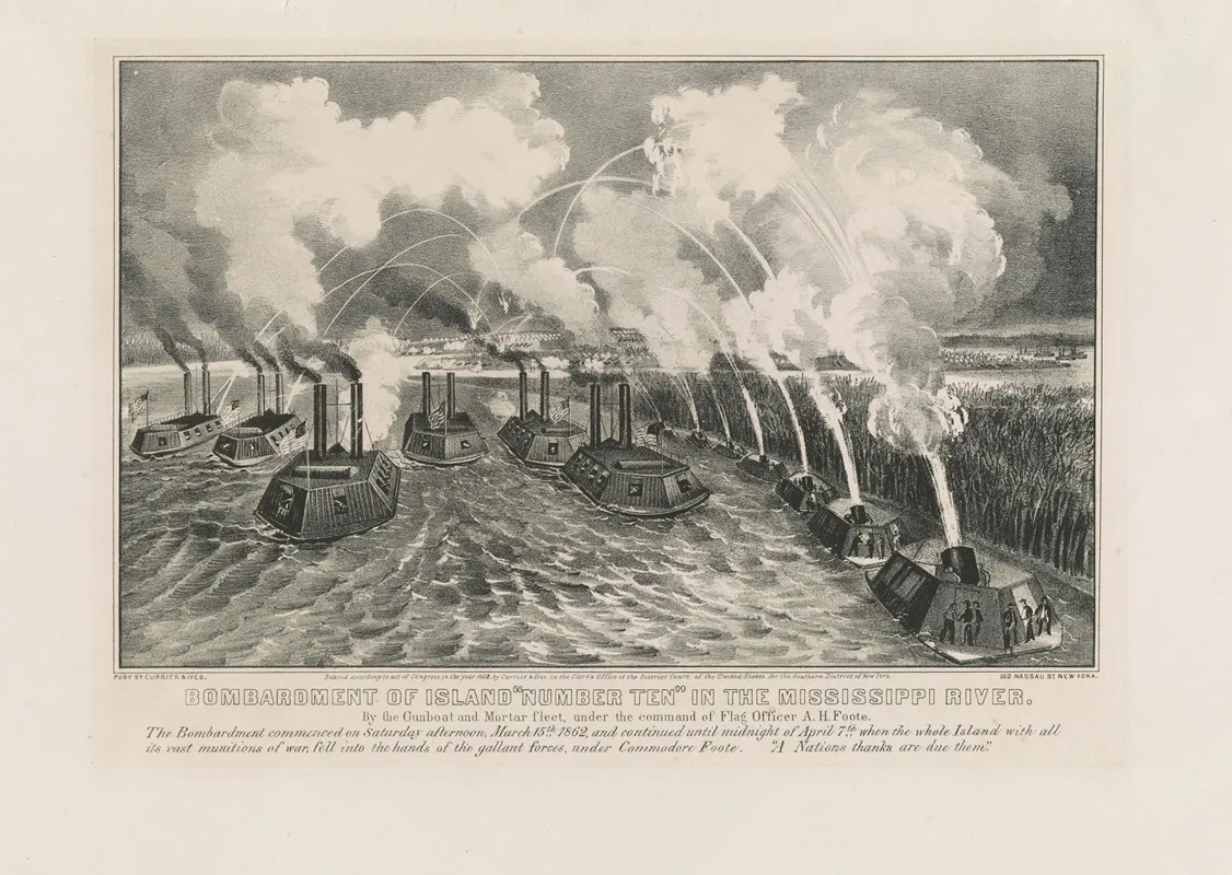 Bombardment Of Island Number Ten In The Mississippi River By The Gunboat And Mortar Fleet Under The Command Of Flag Officer A H Foote