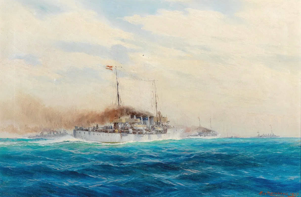 Bombardment Of Palagruza In 1915 by August von Ramberg - Canvas Print