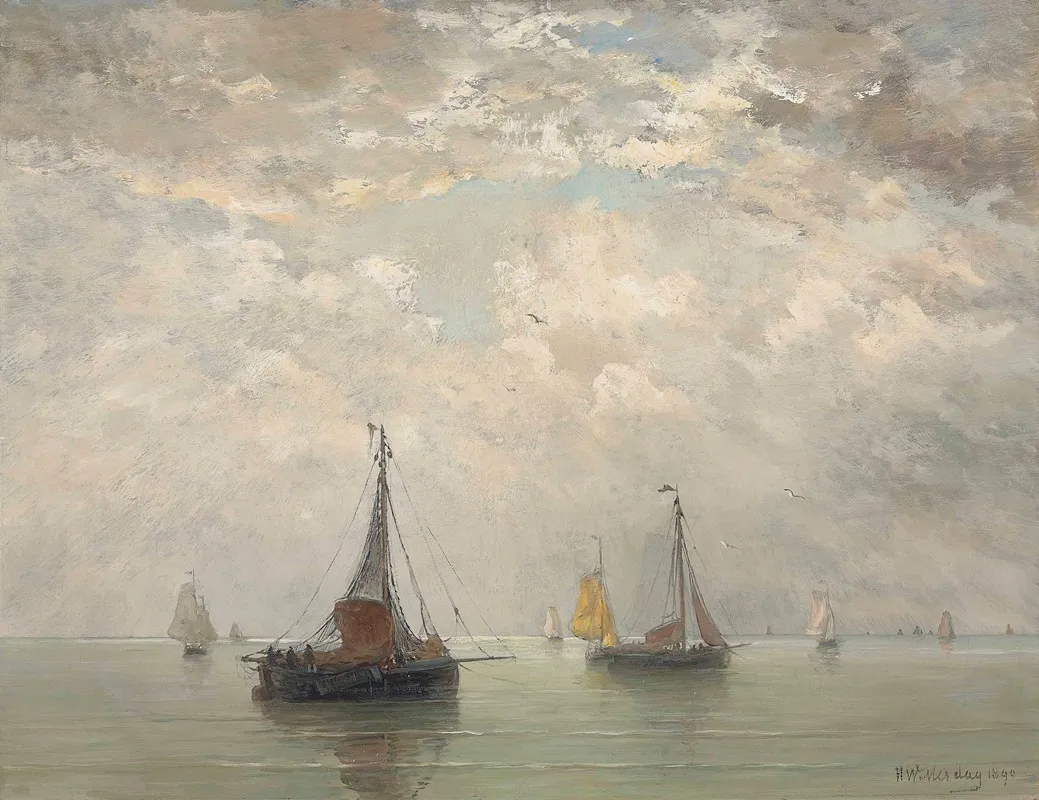 Bomschuiten In The Breakers by Hendrik Willem Mesdag - Canvas Print