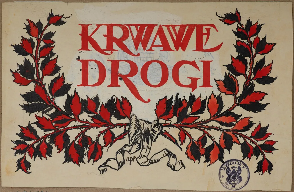 Book Cover Design For Roads Of Blood By Jan August Kisielewski by Antoni Stanisław Procajłowicz - Canvas Print