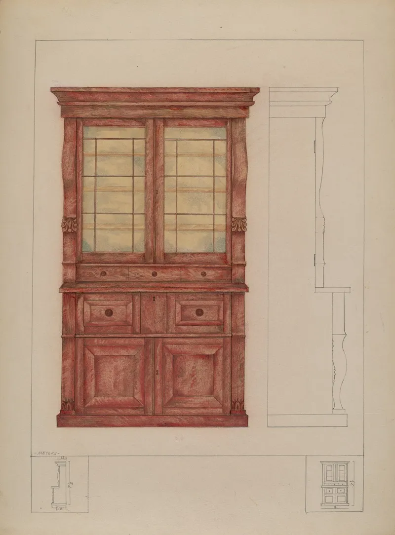 Bookcase And Writing Desk by Henry Meyers - Canvas Print