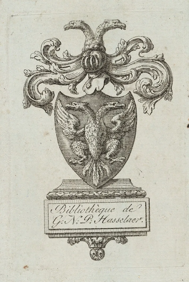 Bookplate Bibliotheque De G N P Hasselaer