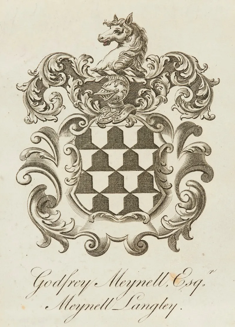 Bookplate Godfrey Meynell Esqr Meynell Langley