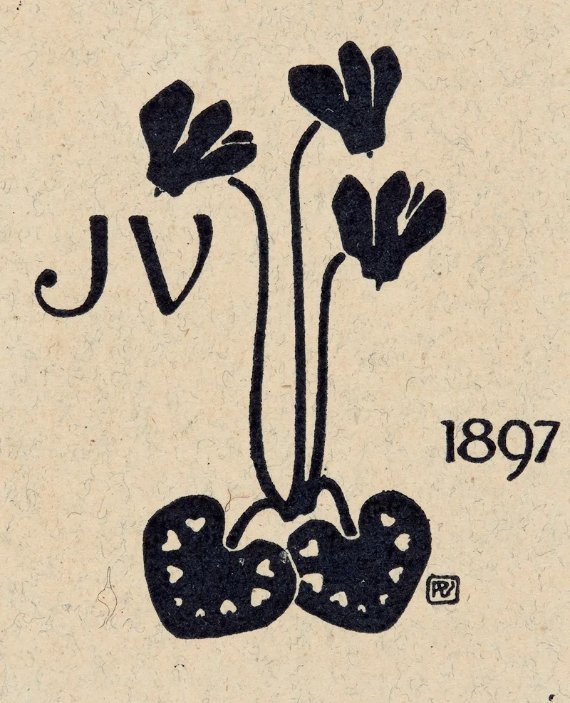 Bookplate J V 1897 by Vojtech Preissig - Canvas Print