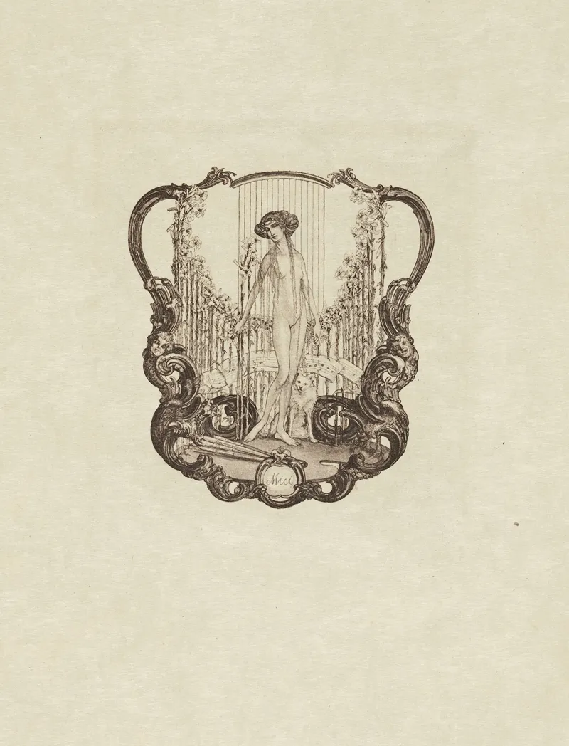 Bookplate Mici Noten Und Buchzeichen by Franz von Bayros - Canvas Print
