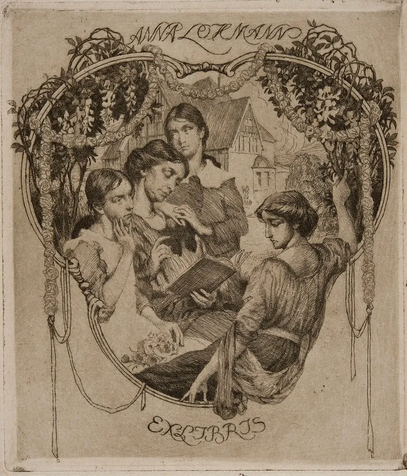Bookplate Of Anna Lohmann by Sigmund Lipinsky   - Canvas Print