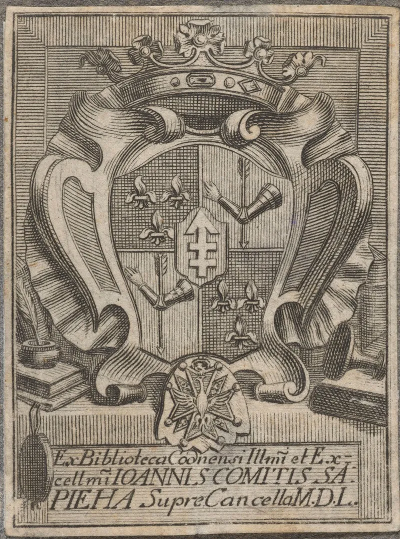 Bookplate Of Jan Fryderyk Sapieha 2 by Jan Fryderyk Mylius - Canvas Print
