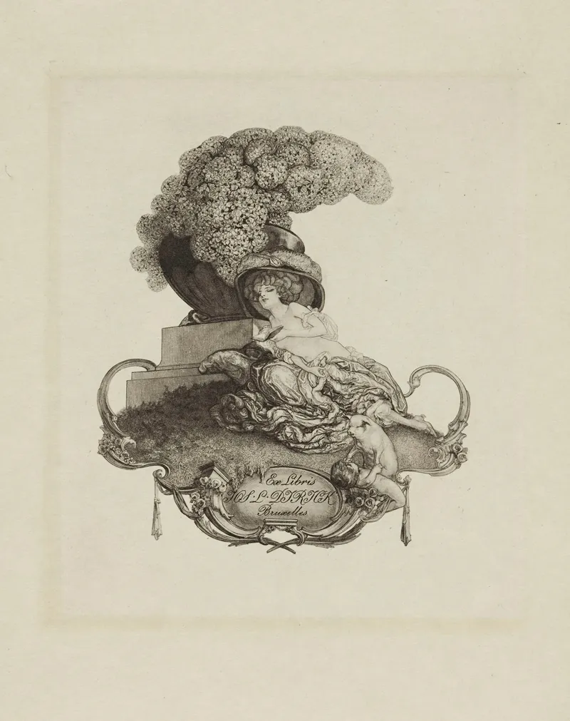 Bookplate Of Jos L Dirick Bruxelles by Franz von Bayros - Canvas Print
