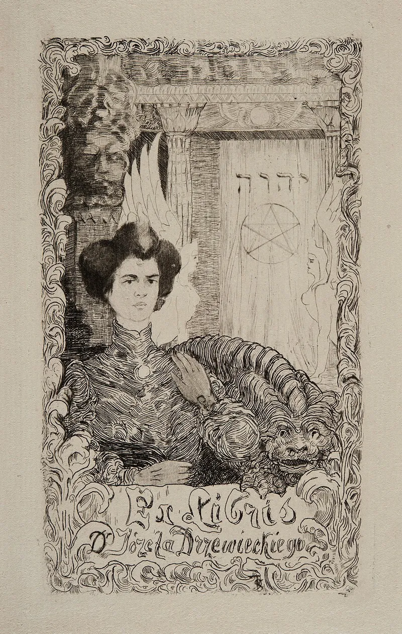 Bookplate Of Jozef Drzewiecki by Franciszek Siedlecki - Canvas Print