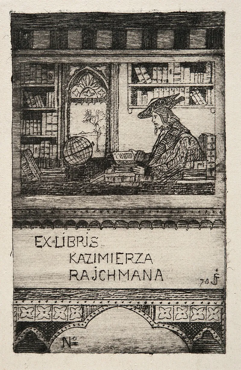 Bookplate Of Kazimierz Rechman With A Scholar In His Study Ii