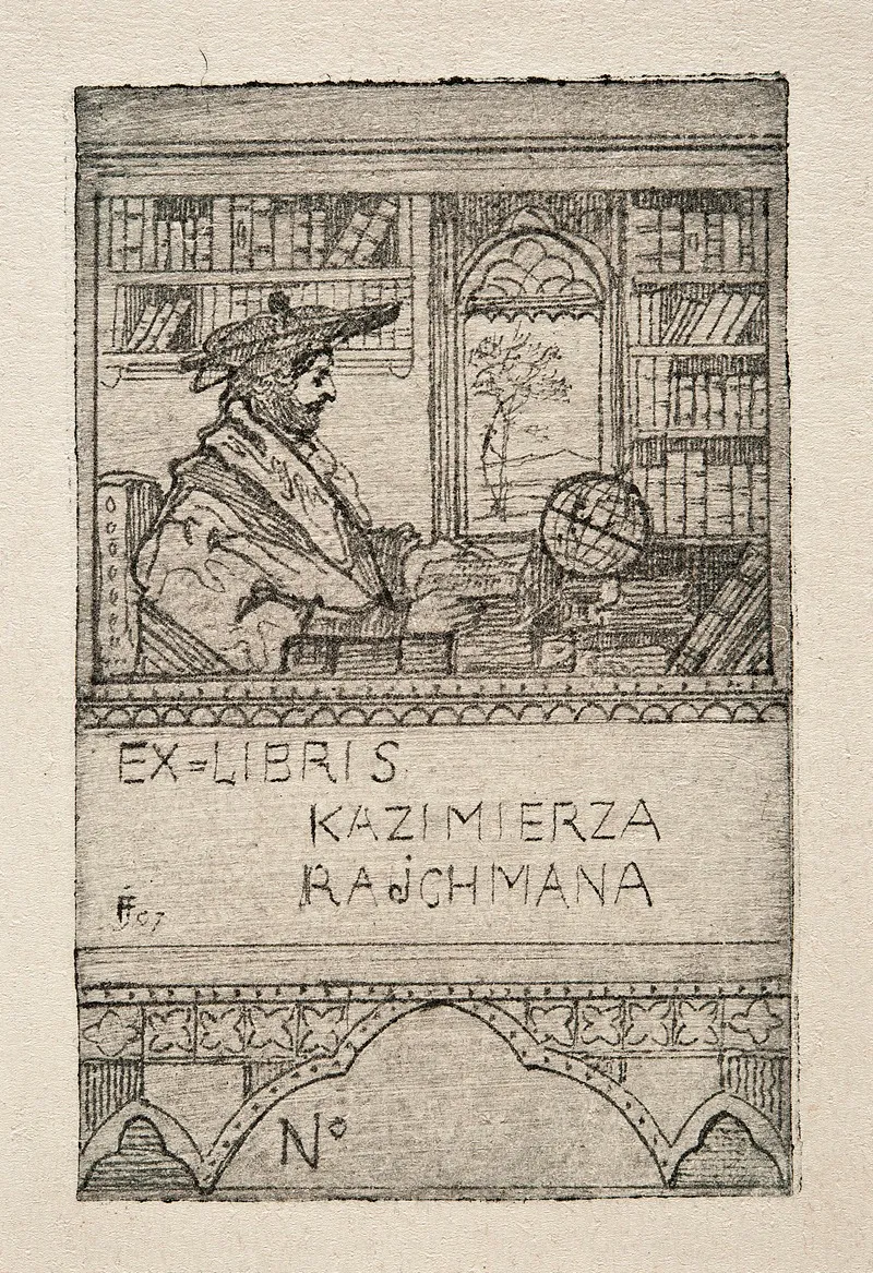 Bookplate Of Kazimierz Reychman With A Scholar In His Study I