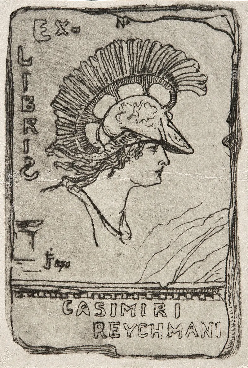 Bookplate Of Kazimierz Reyhman With Athena