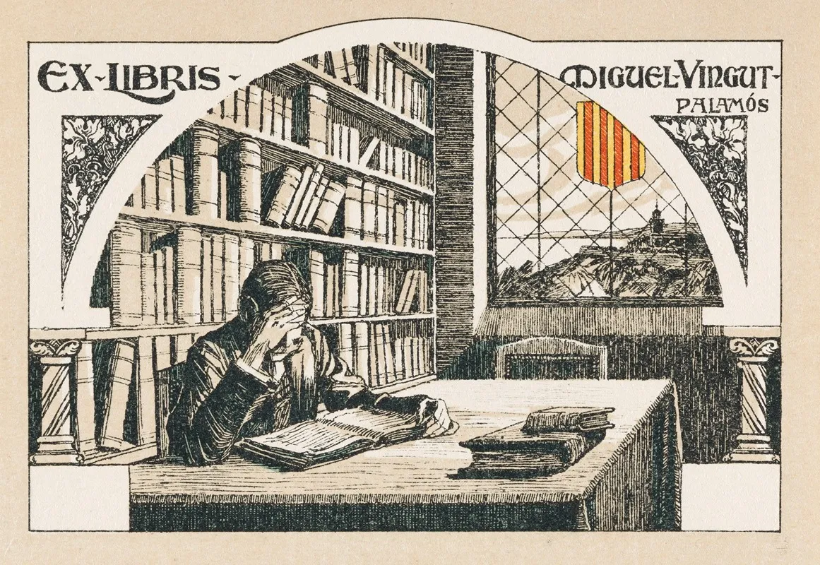 Bookplate Of Miguel Vingut Palamos by Joaquín Furnó Abad - Canvas Print