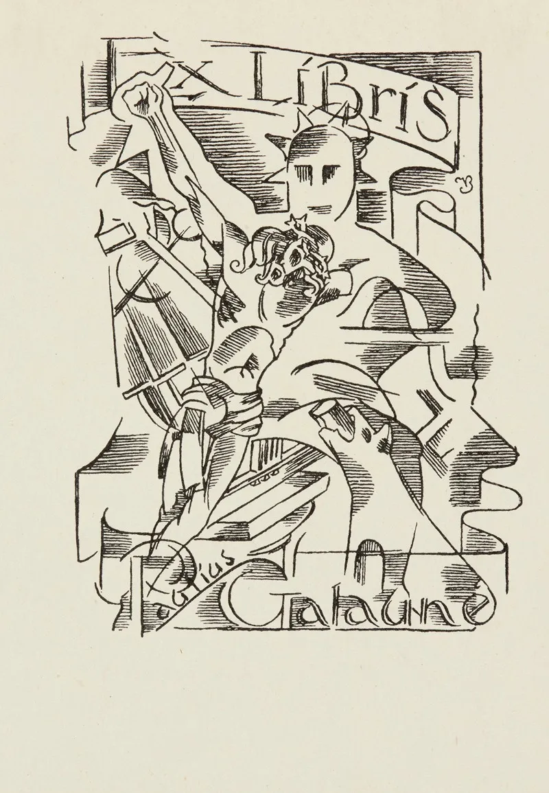 Bookplate Of Paulius Galaune by Vytautas Pranas Bičiunas - Canvas Print